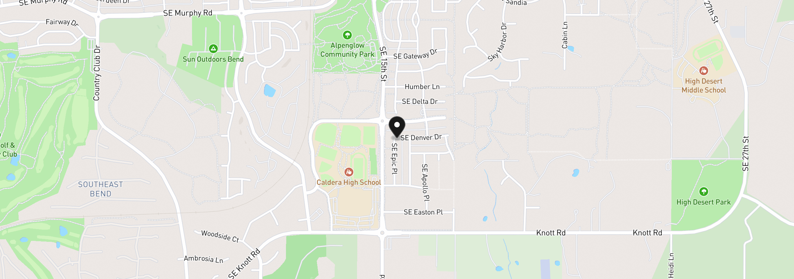 Map showing the location of 60896 SE Epic Pl SE, Bend, OR 97702