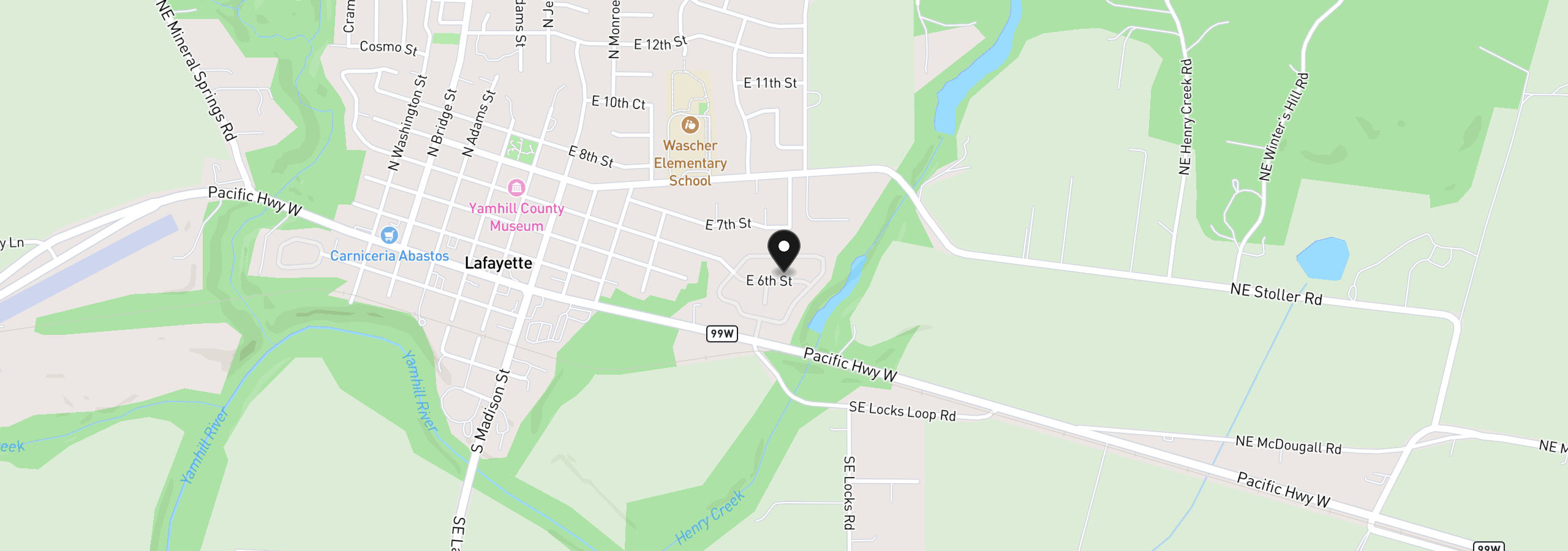 Map showing the location of 1282 E 3rd St 59, Lafayette, OR 97127