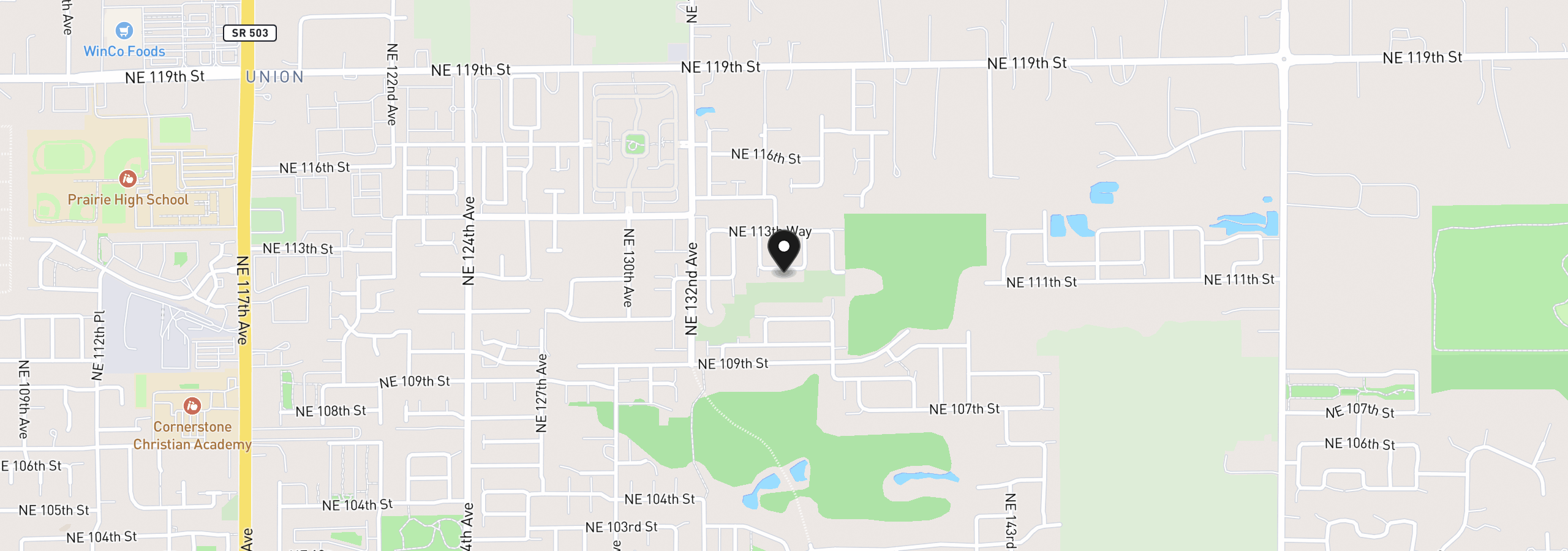 Map showing the location of 13523 NE 112th St, Vancouver, Wa 98682