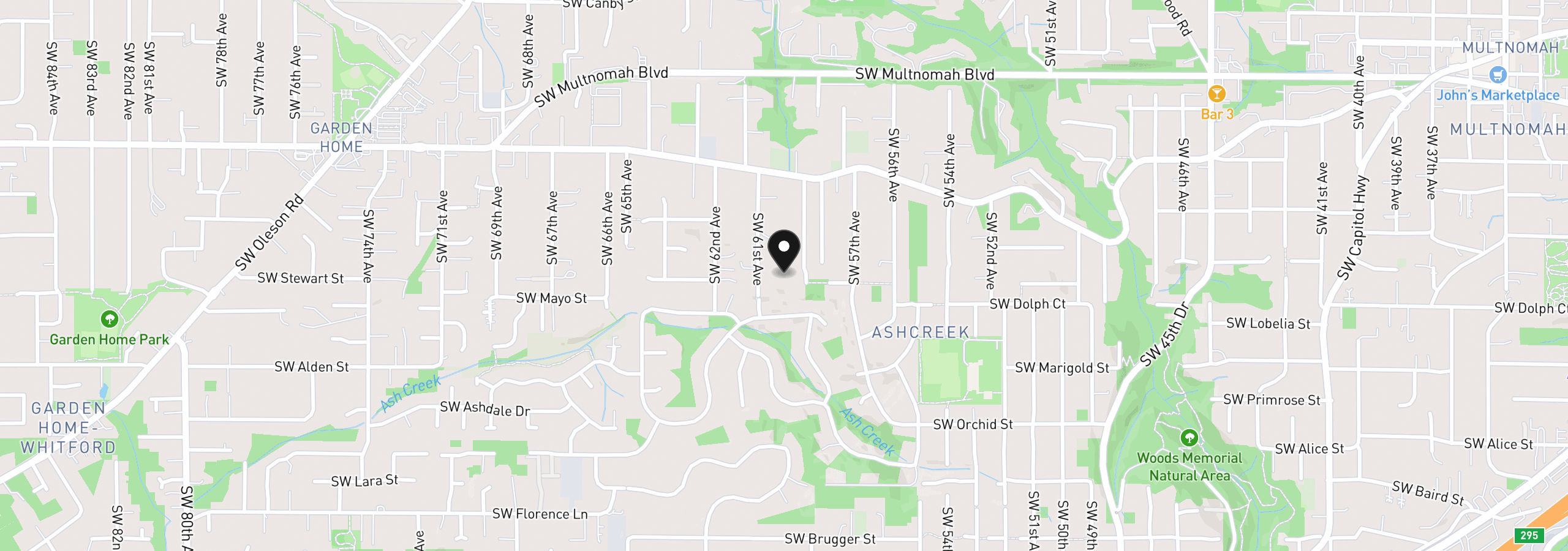 Map showing the location of 8621 SW 59th Ave, Portland, OR 97219