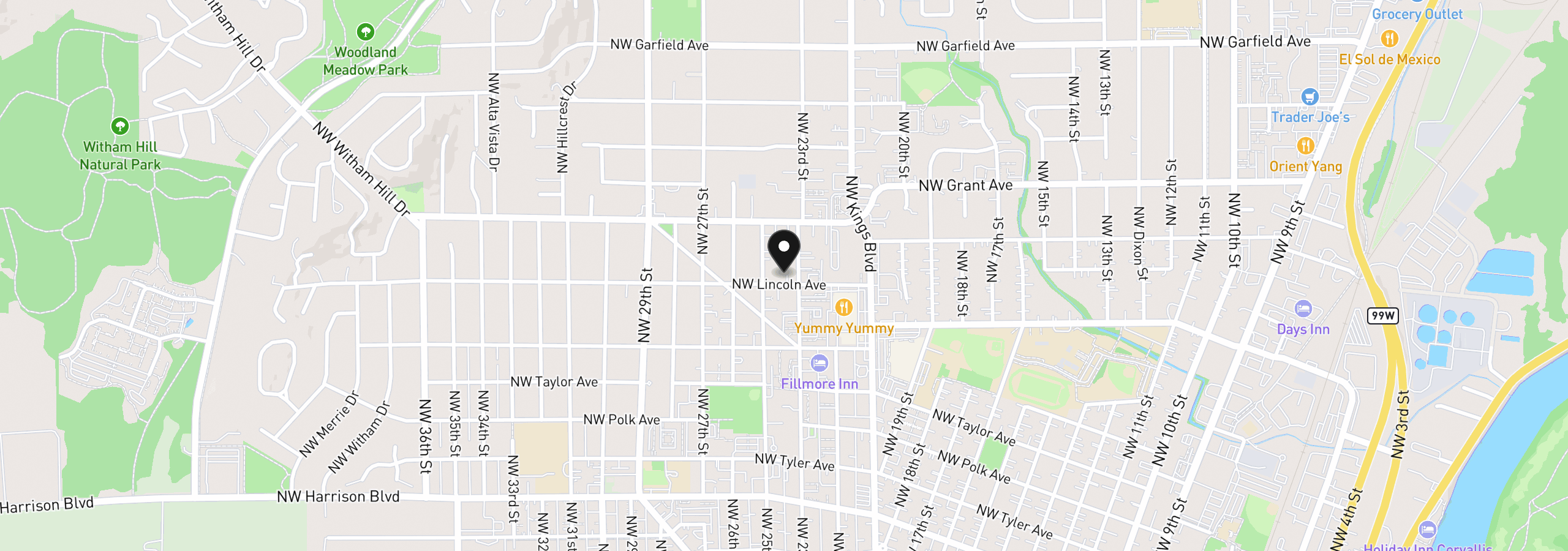 Map showing the location of 2325 NW Lincoln Ave, Corvallis, OR 97330