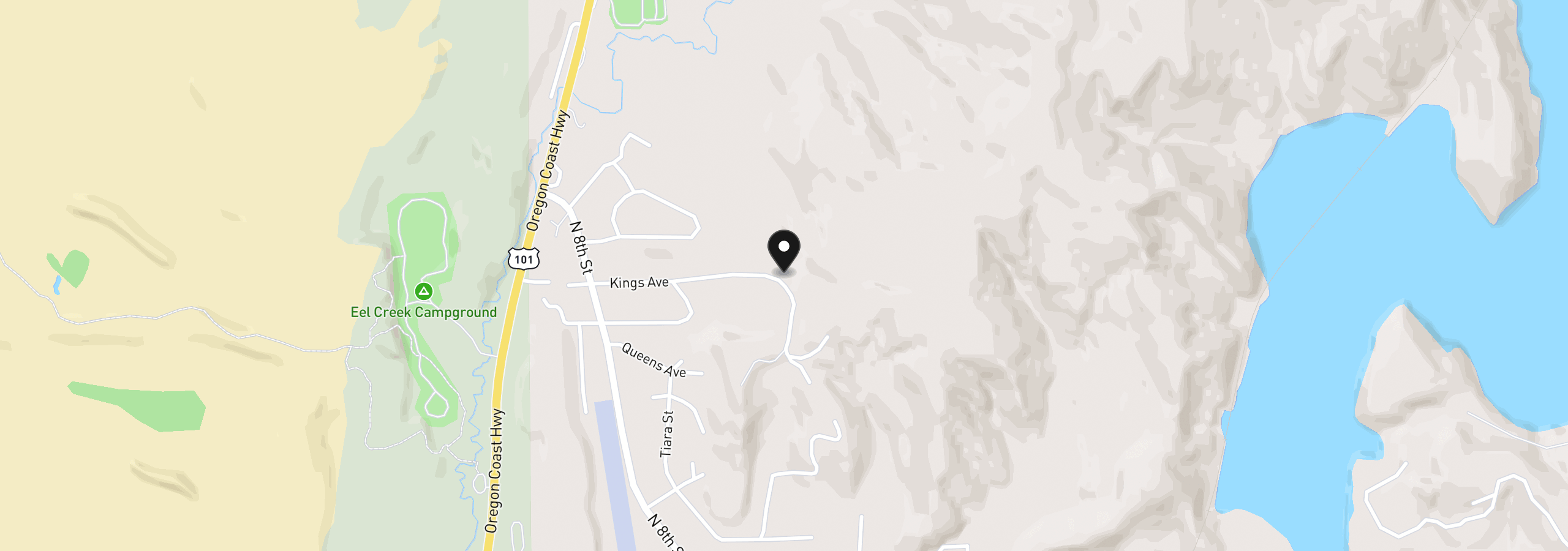 Map showing the location of 700 Kings Ave, Lakeside, OR 97449