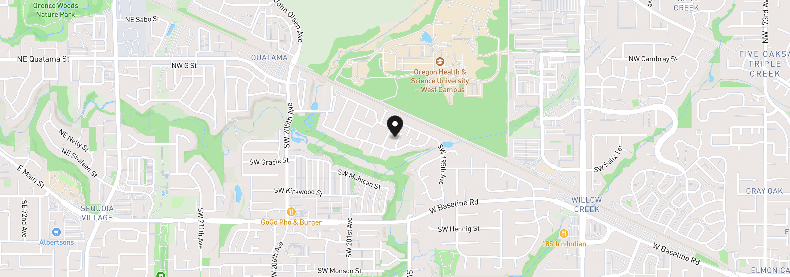 Map showing the location of 100 SW 195th Ave 173, Beaverton, OR 97006