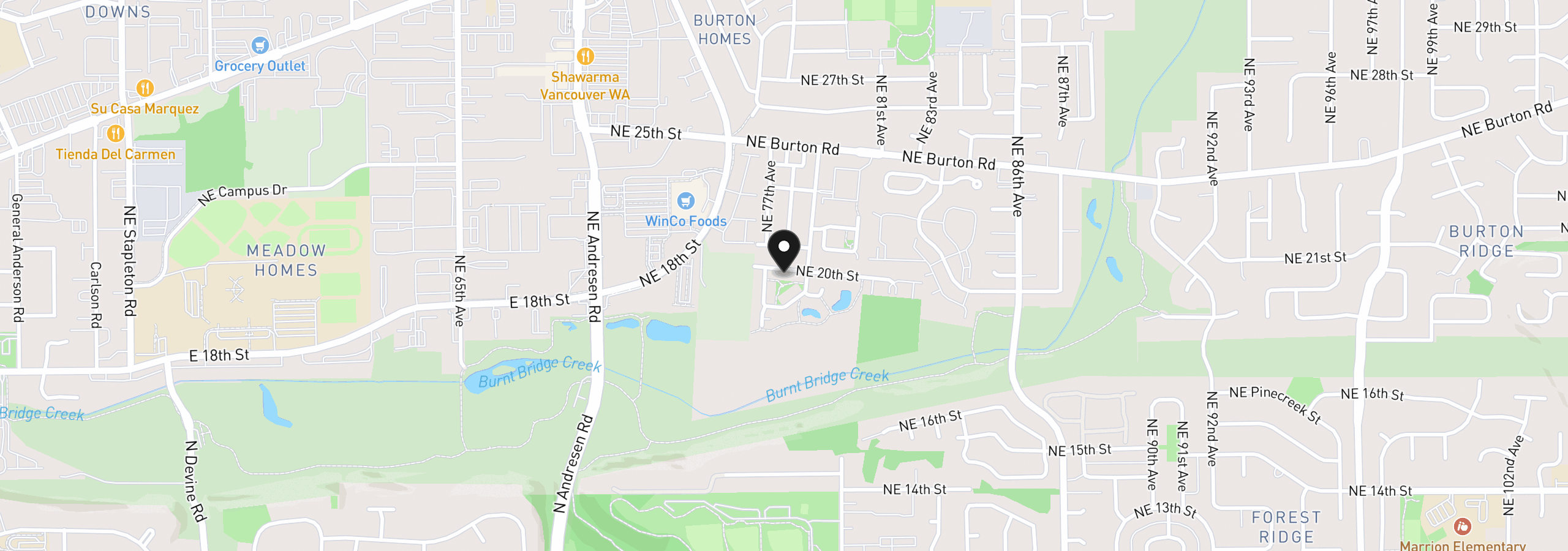 Map showing the location of 7723 NE 20th St, Vancouver, Wa 98664