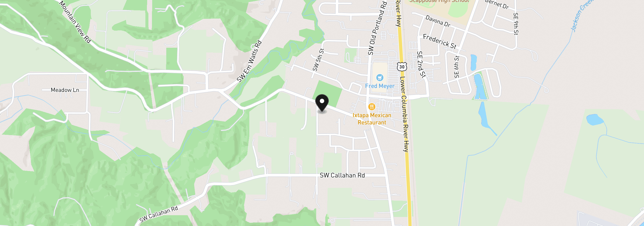 Map showing the location of 51380 SW Randstad St, Scappoose, OR 97056