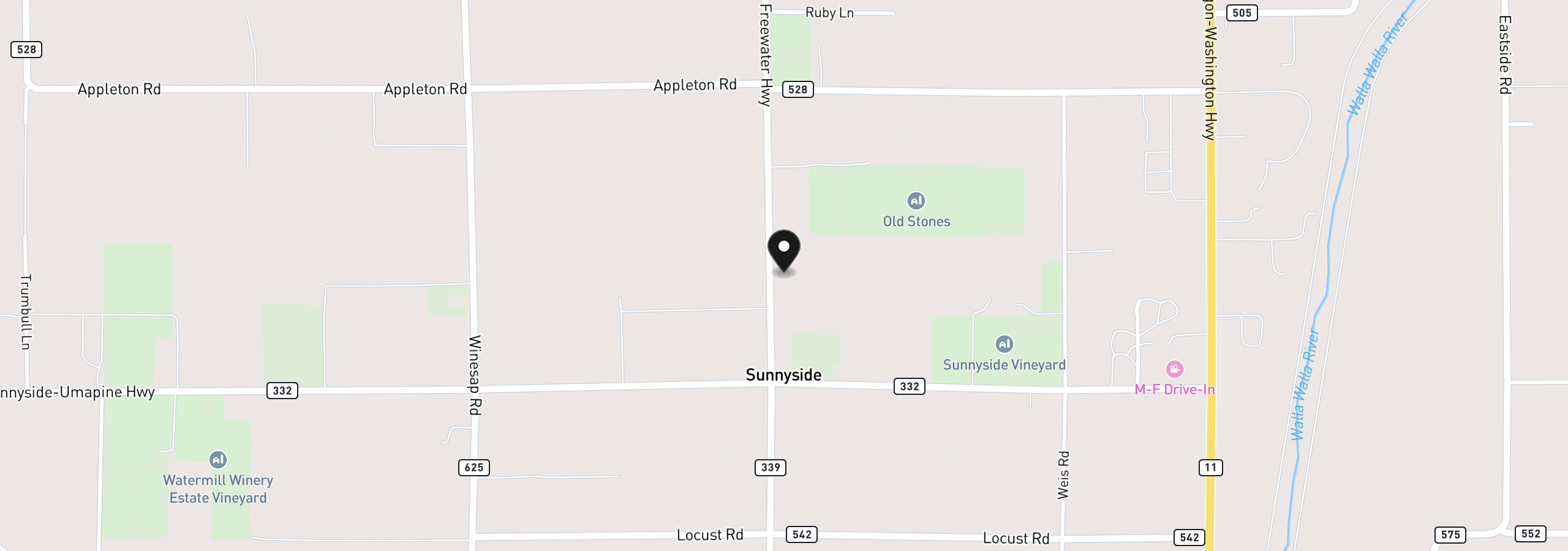 Map showing the location of 84427 Highway 339, Milton-Freewater, OR 97862