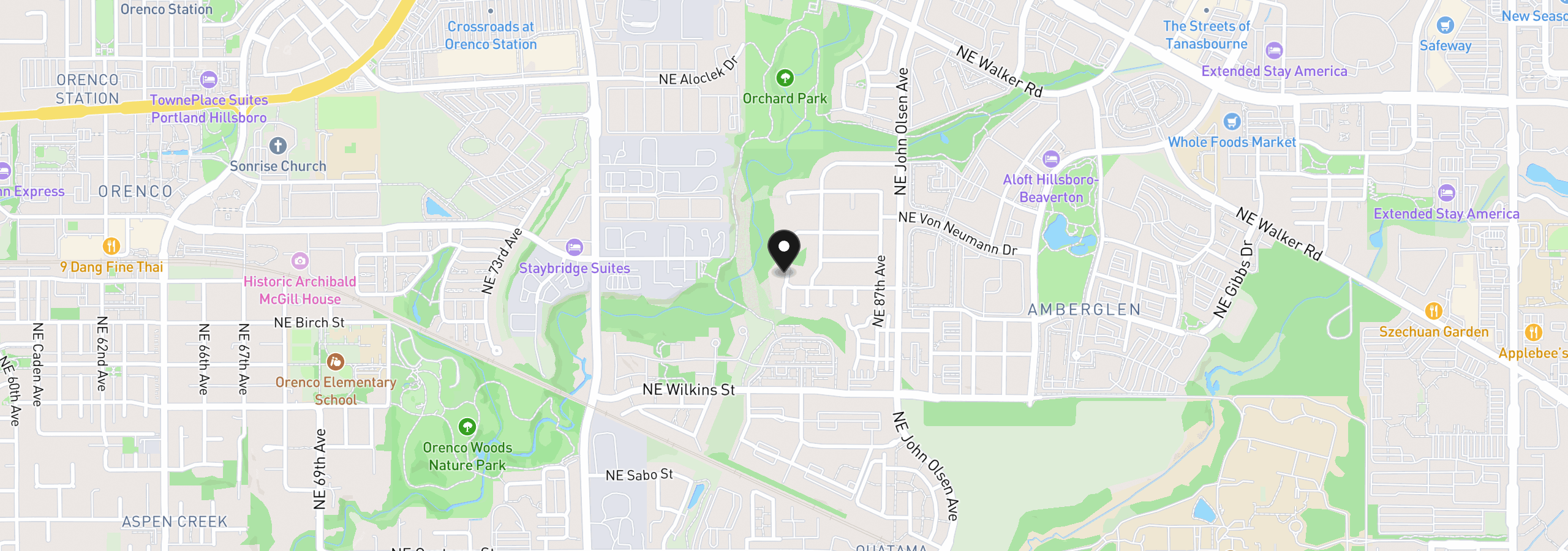 Map showing the location of 1427 NE 84th Way, Hillsboro, OR 97006