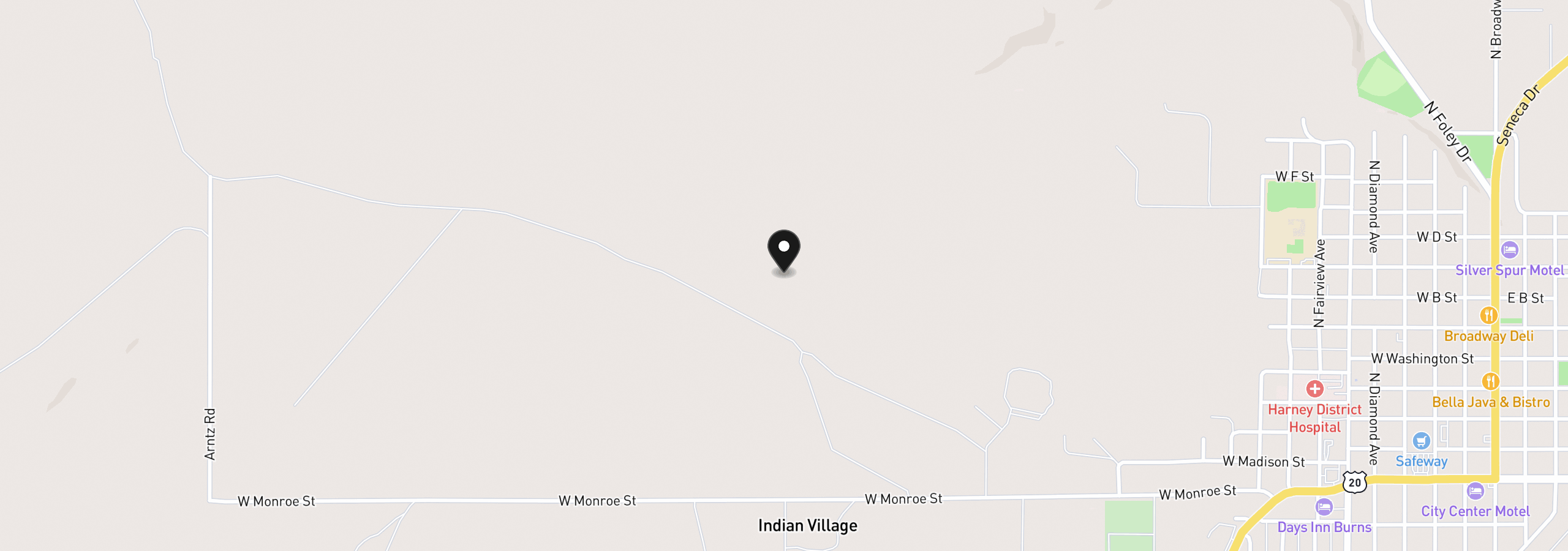 Map showing the location of 2187 W B St, Burns, OR 97720
