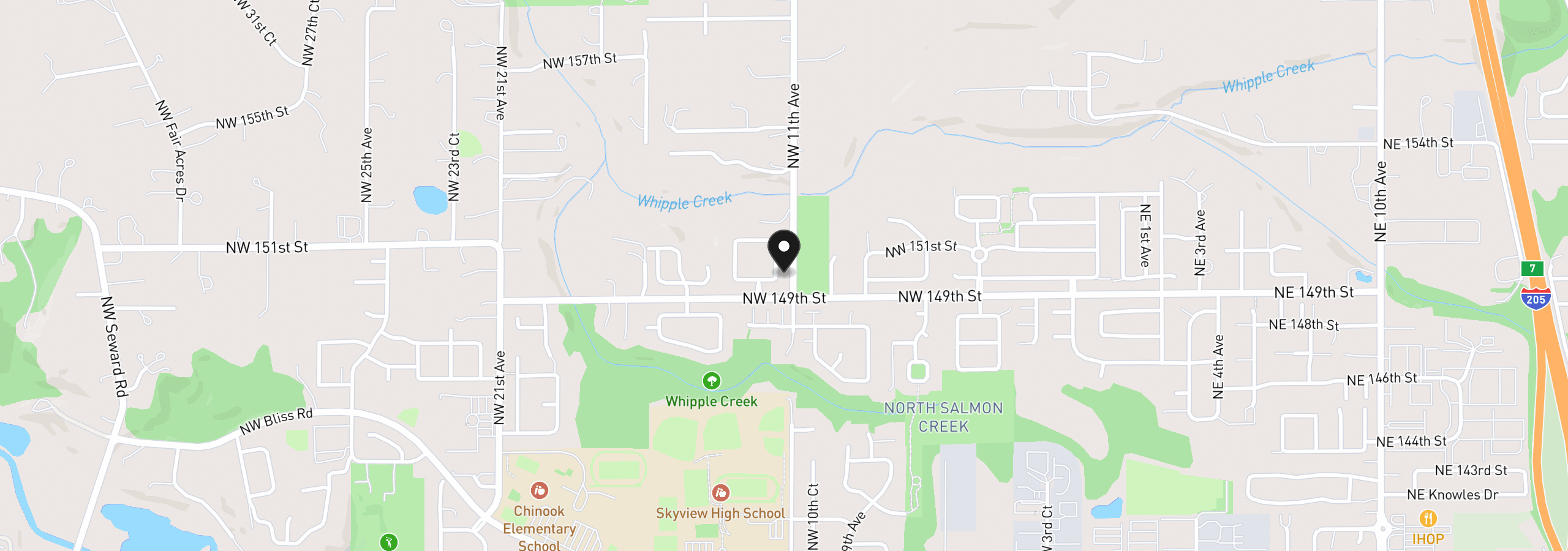 Map showing the location of 15003 NW 11th Pl, Vancouver, Wa 98685