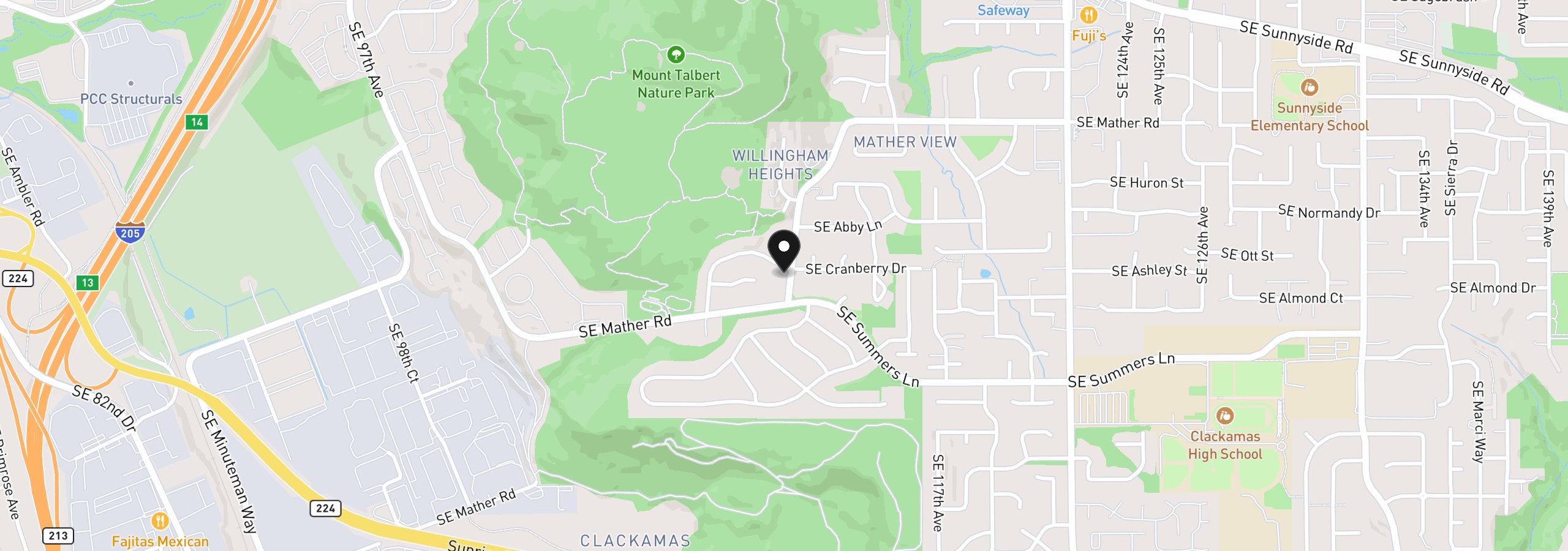 Map showing the location of 11240 SE Cranberry Loop, Clackamas, OR 97015