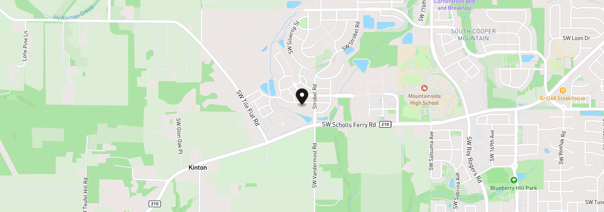 Map showing the location of 18600 SW Buckhorn Dr, Beaverton, OR 97007