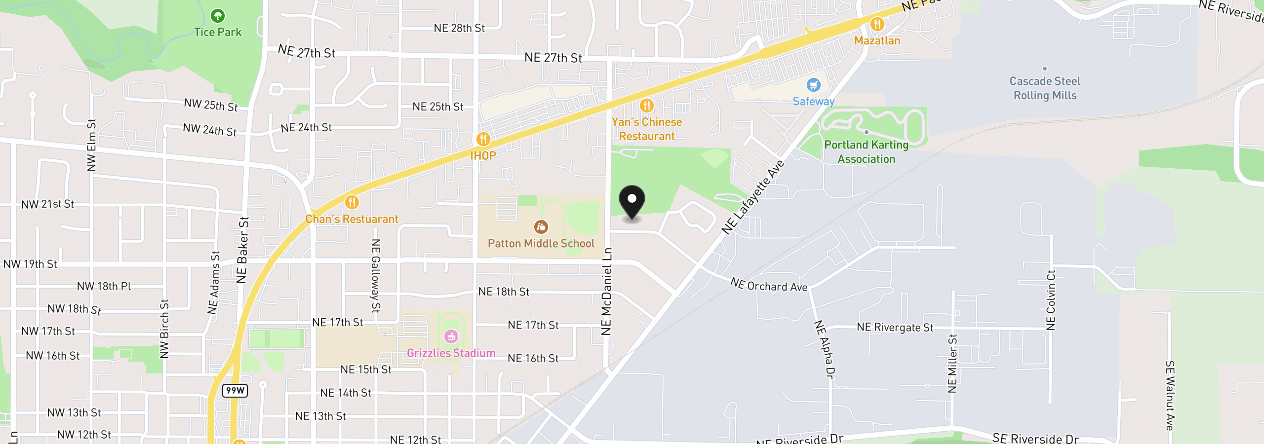 Map showing the location of 1749 NE Orchard Ave, McMinnville, OR 97128