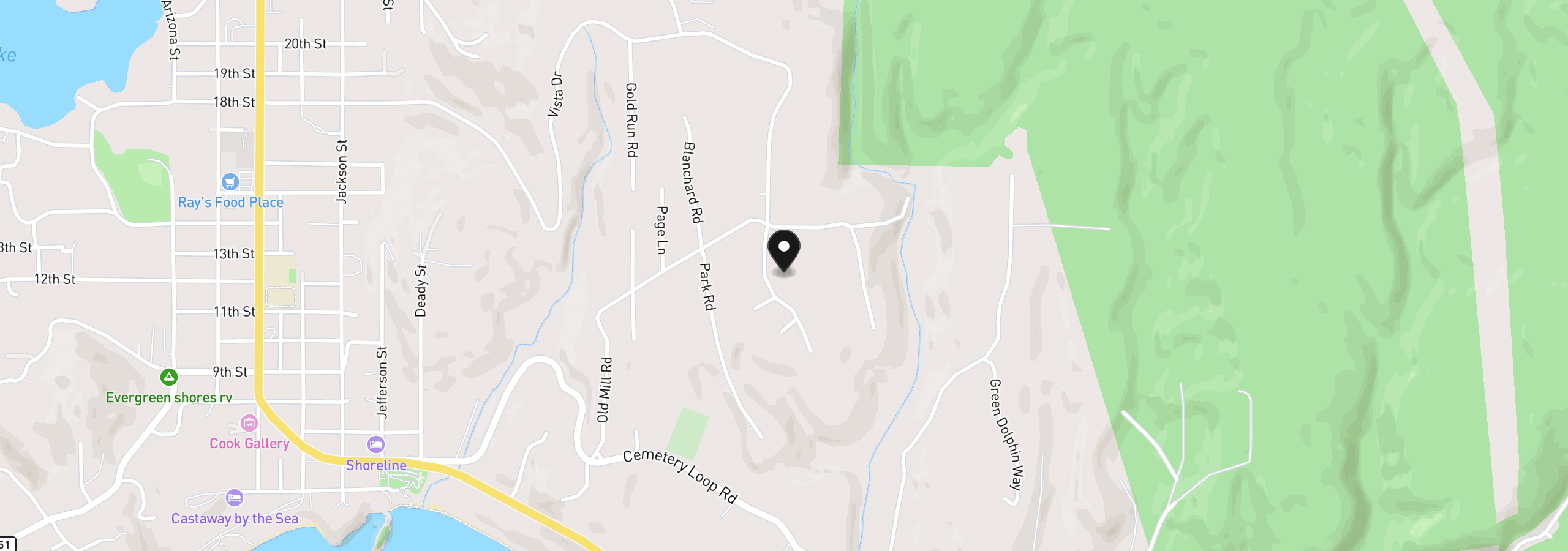 Map showing the location of 41985 Humbug Way, Port Orford, OR 97465