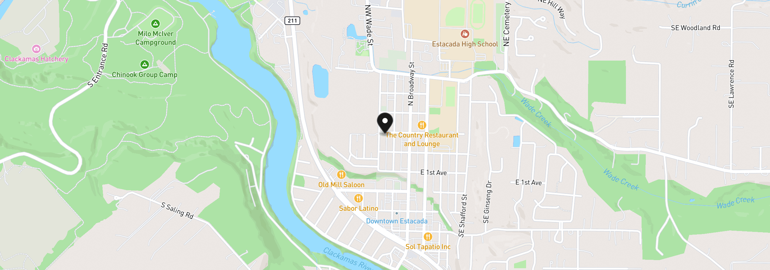 Map showing the location of 294 NW 3rd Ave, Estacada, OR 97023