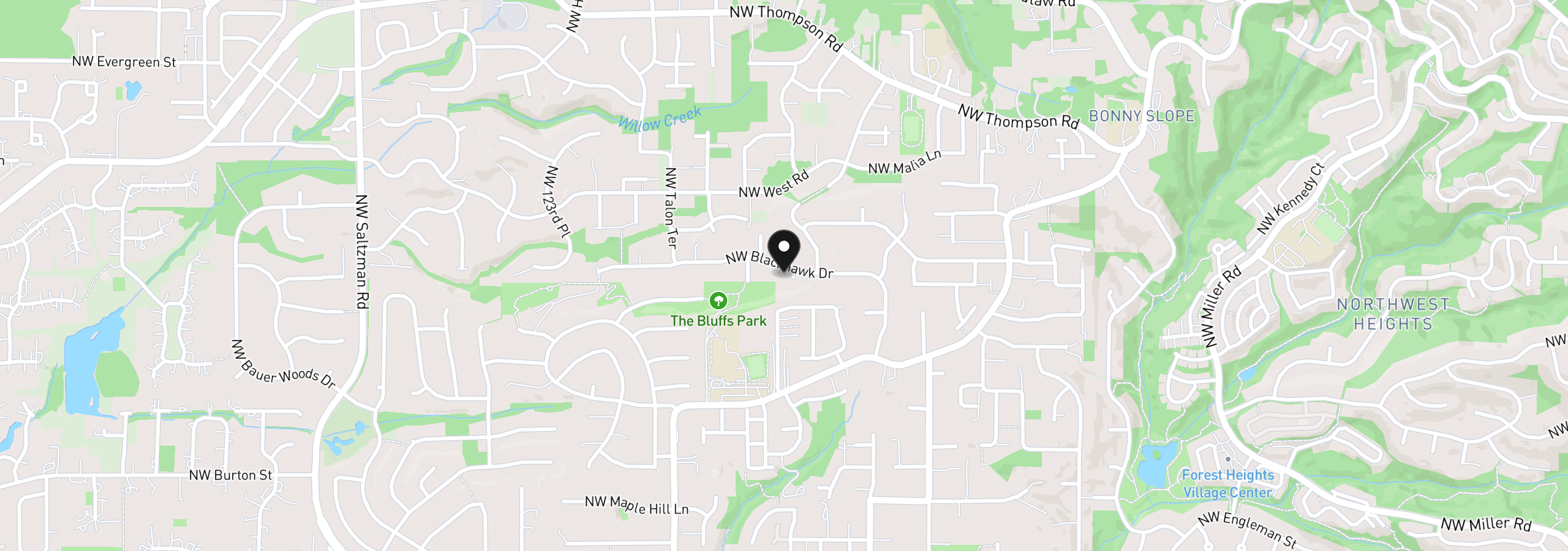 Map showing the location of 11548 NW Blackhawk Dr, Portland, OR 97229