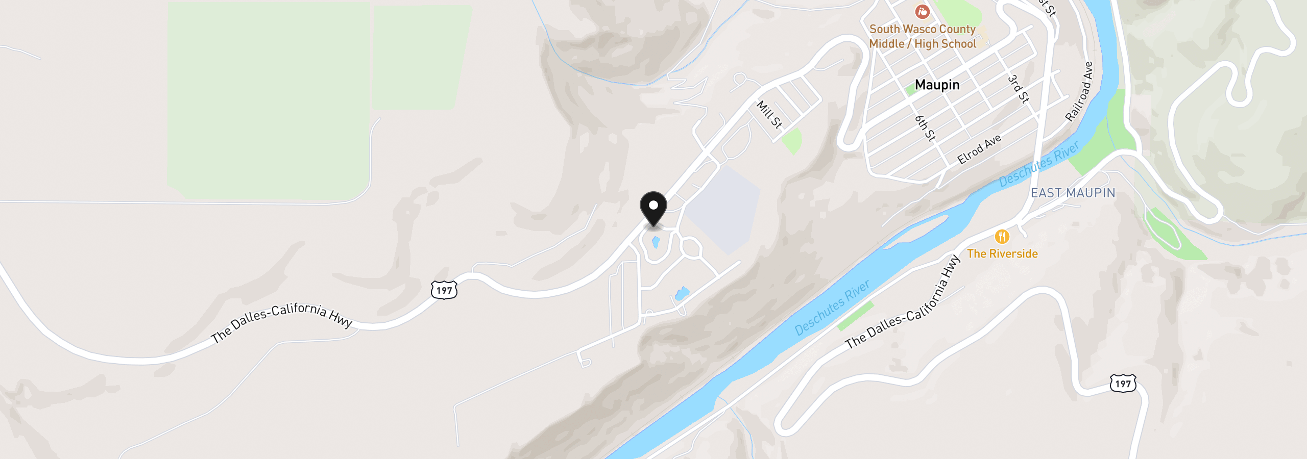 Map showing the location of 405 Little Lake Rd, Maupin, OR 97037