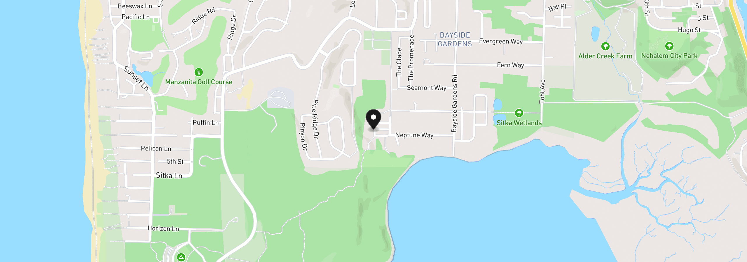 Map showing the location of 34620 Creekside Dr, Nehalem, OR 97131