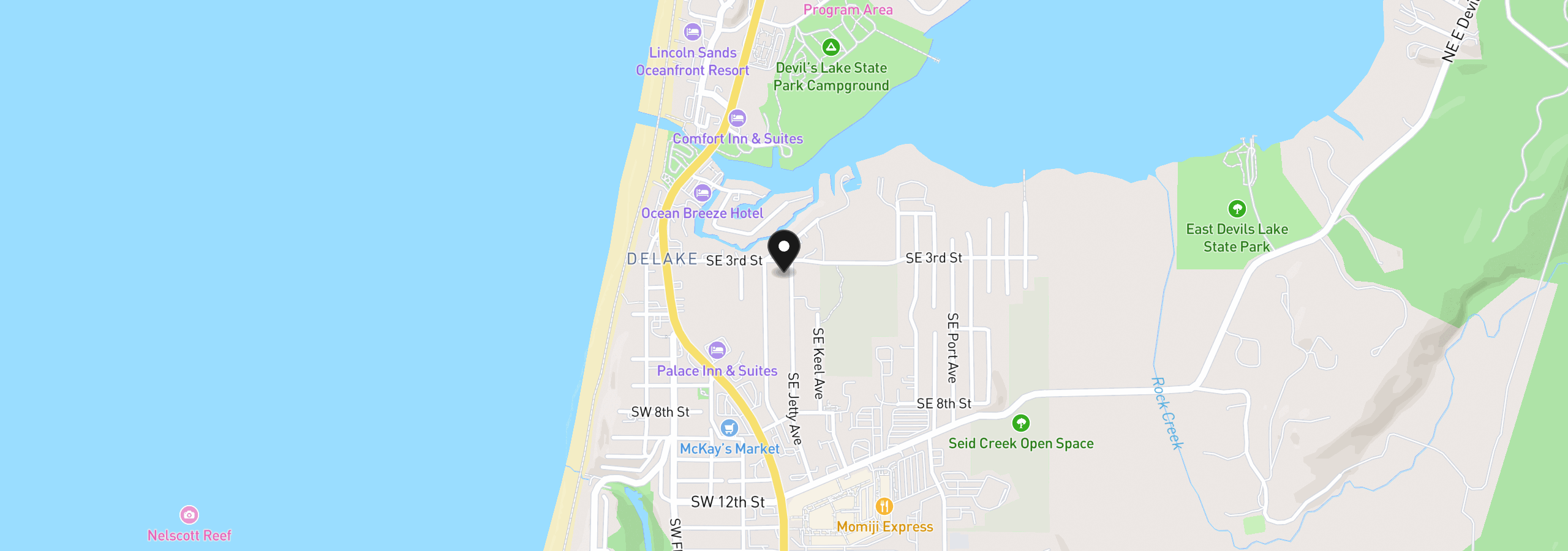 Map showing the location of 331 SE Jetty Ave, Lincoln City, OR 97367