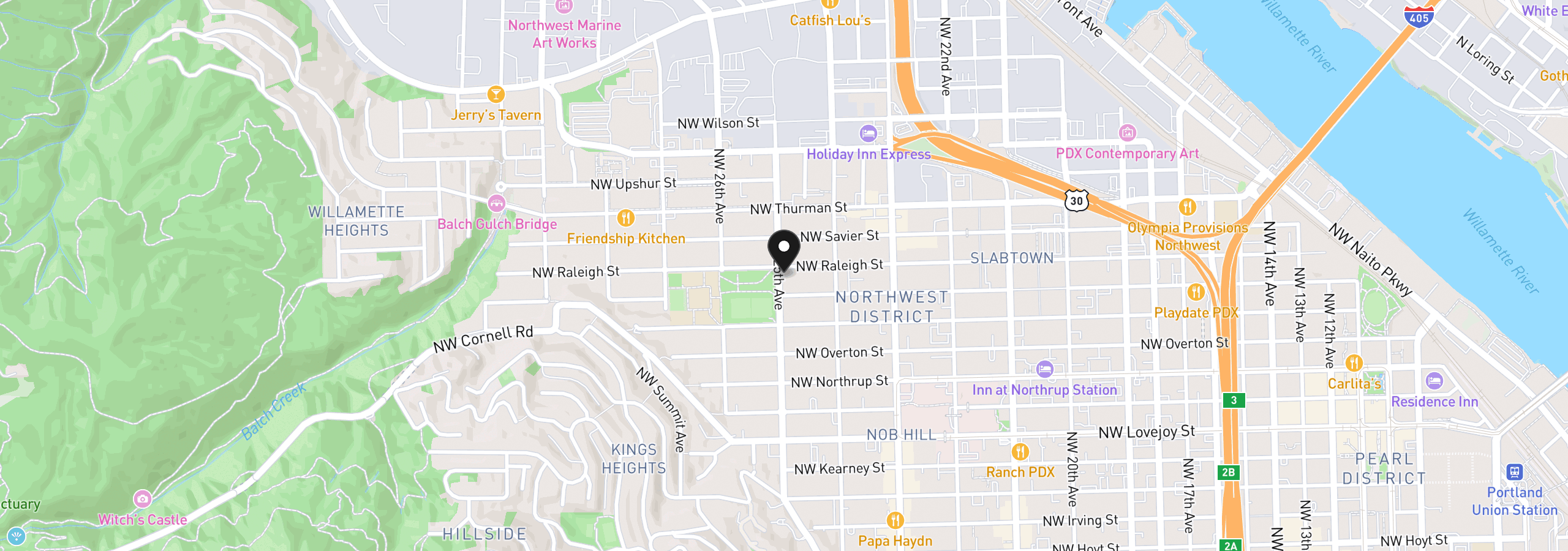 Map showing the location of 1560 NW 25th Ave, Portland, OR 97210