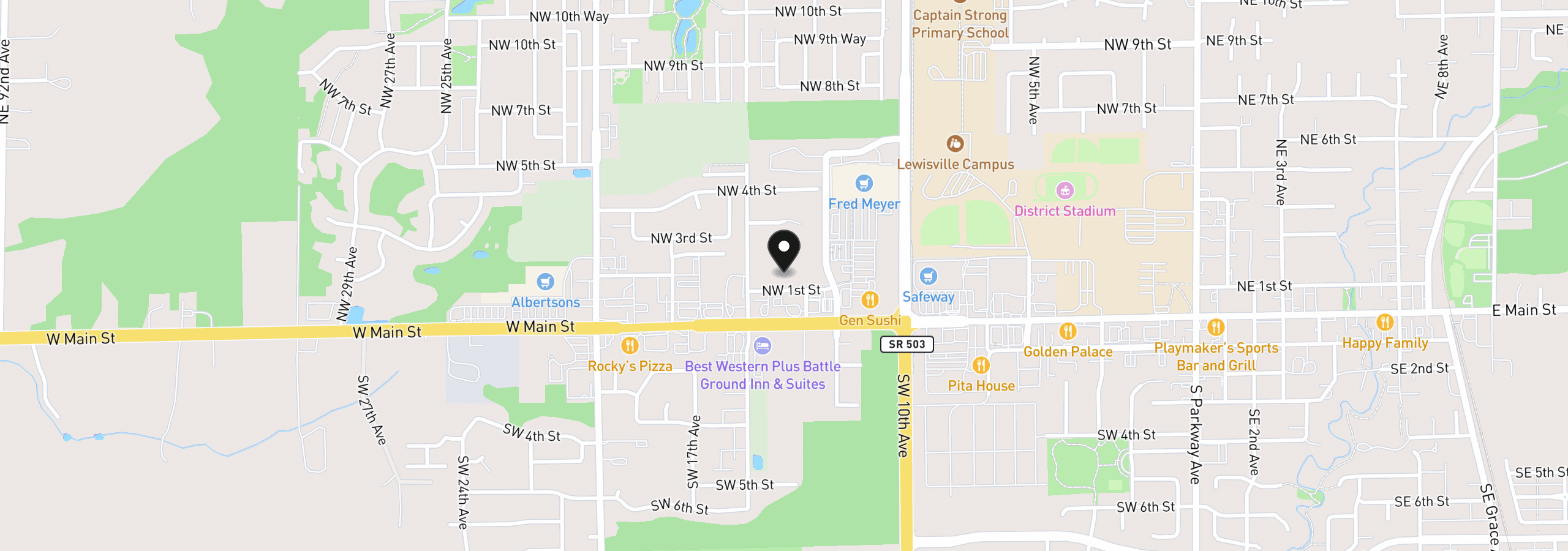 Map showing the location of 0 NW 15th to 12th Ave NW, Battle Ground, Wa 98604