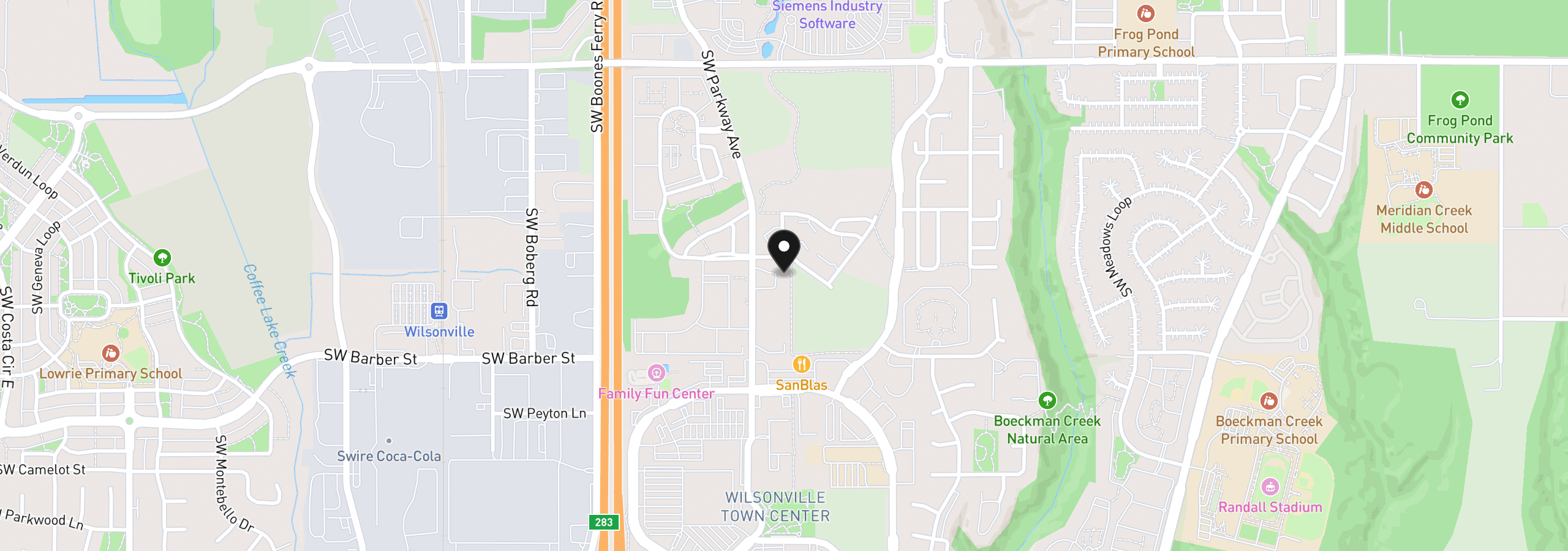 Map showing the location of 28740 SW Parkway Ave, Wilsonville, OR 97070