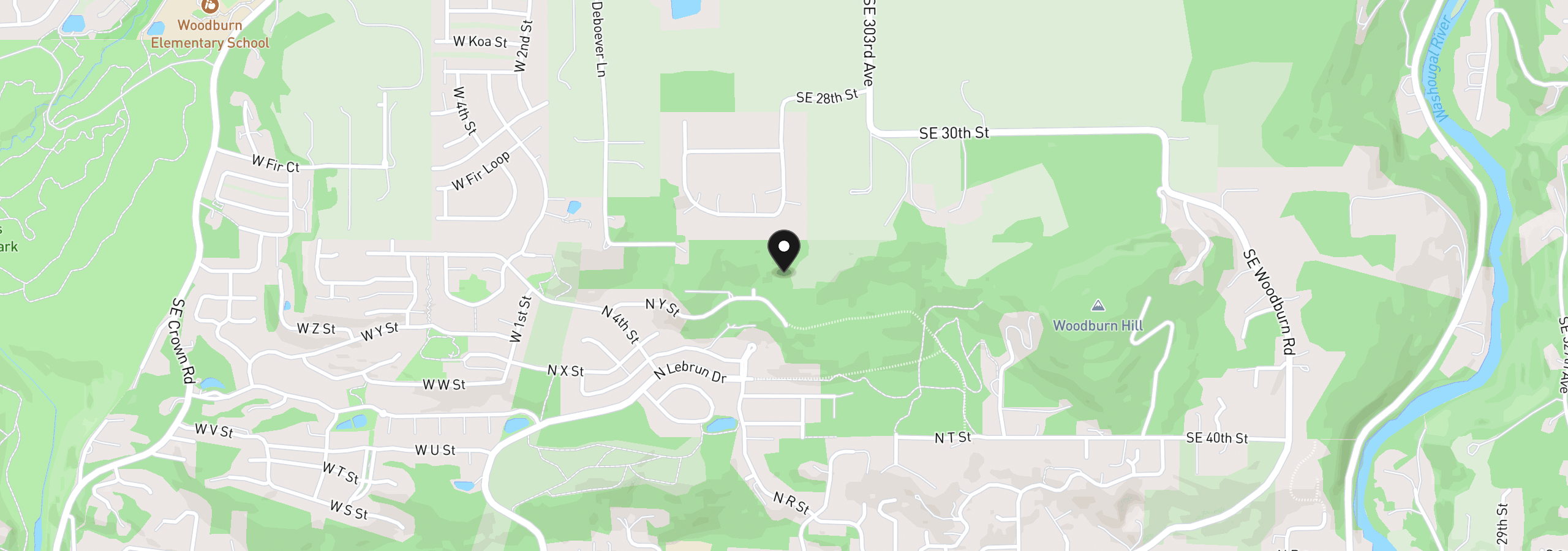 Map showing the location of 704 N Z St, Washougal, Wa 98671