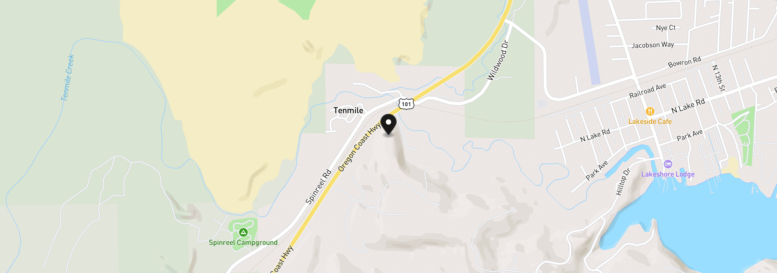 Map showing the location of 00 Highway 101, North Bend, OR 97459