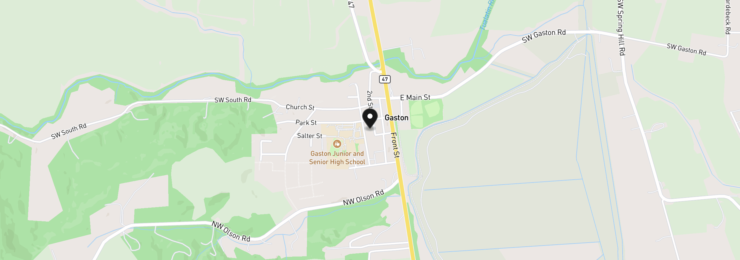 Map showing the location of 304 2nd St, Gaston, OR 97119