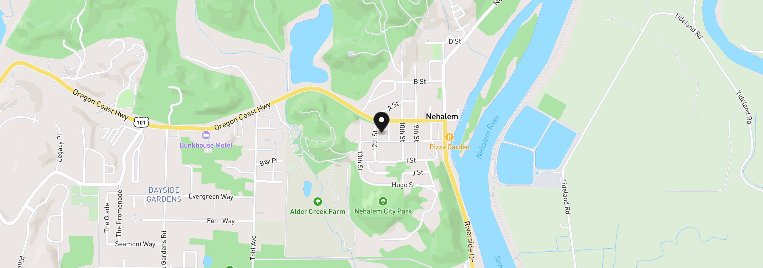 Map showing the location of 35850 11th St, Nehalem, OR 97131