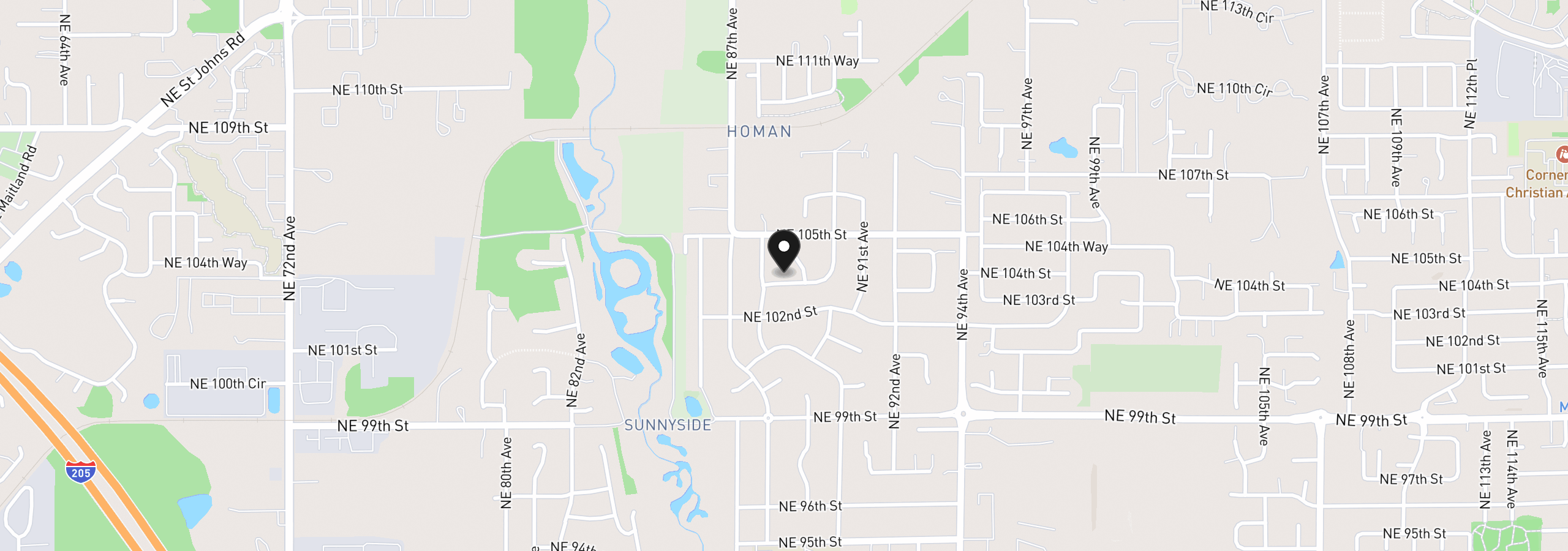 Map showing the location of 8814 NE 104th St, Vancouver, Wa 98662