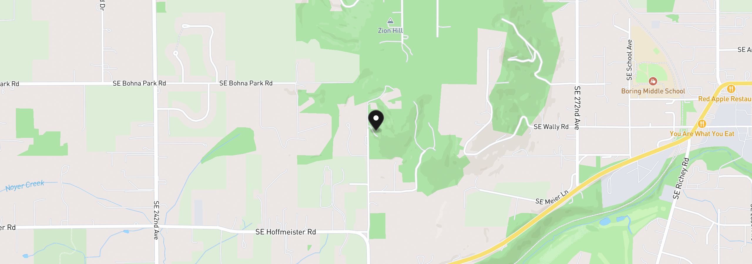 Map showing the location of 13000 SE 257th Ave, Damascus, OR 97089