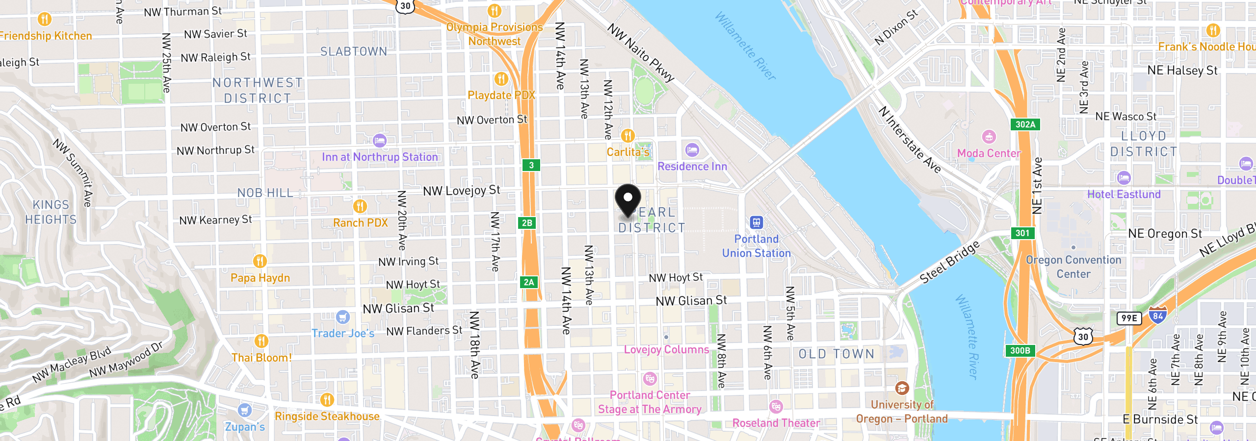 Map showing the location of 821 NW 11th Ave 609, Portland, OR 97209