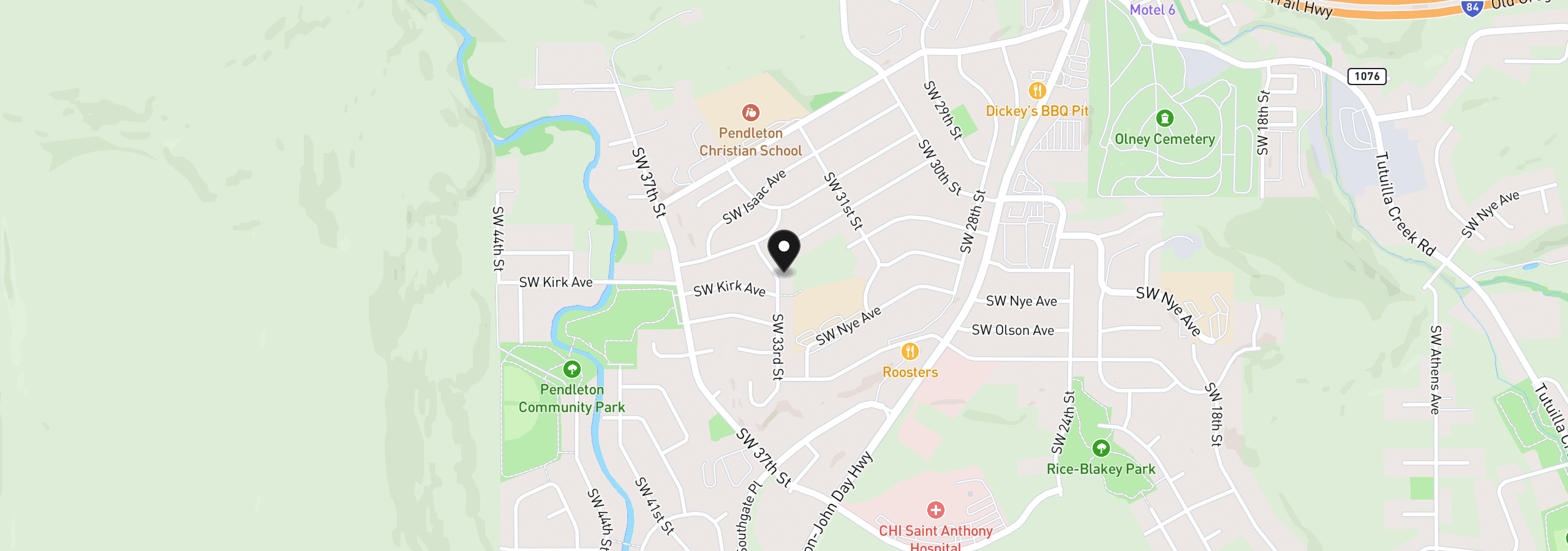 Map showing the location of 920 SW 33rd St, Pendleton, OR 97801