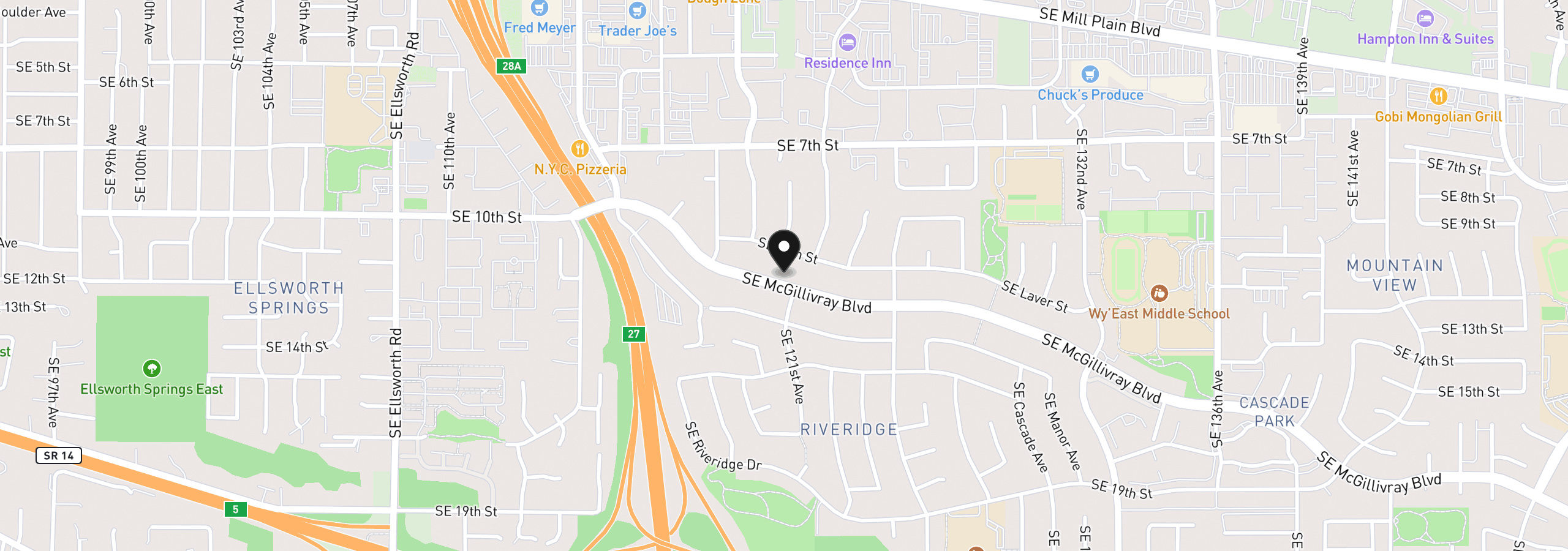Map showing the location of 12110 SE McGillivray Blvd, Vancouver, Wa 98683