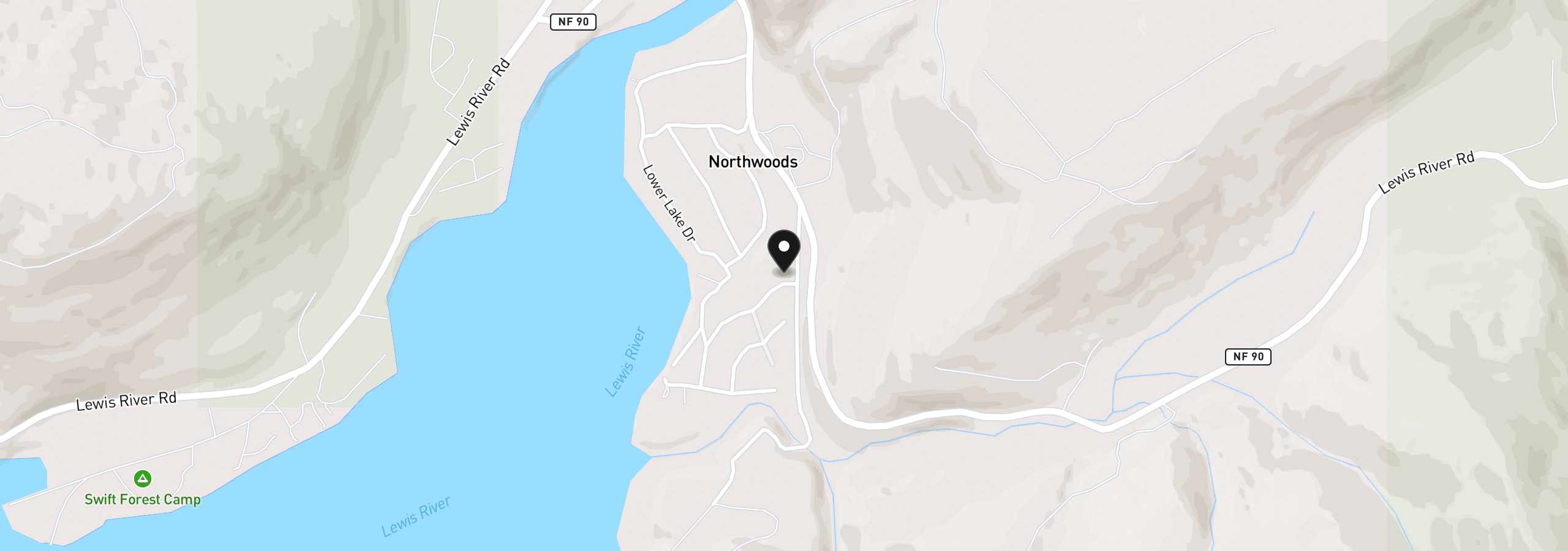 Map showing the location of Cabin 61 Northwoods, Cougar, Wa 98616