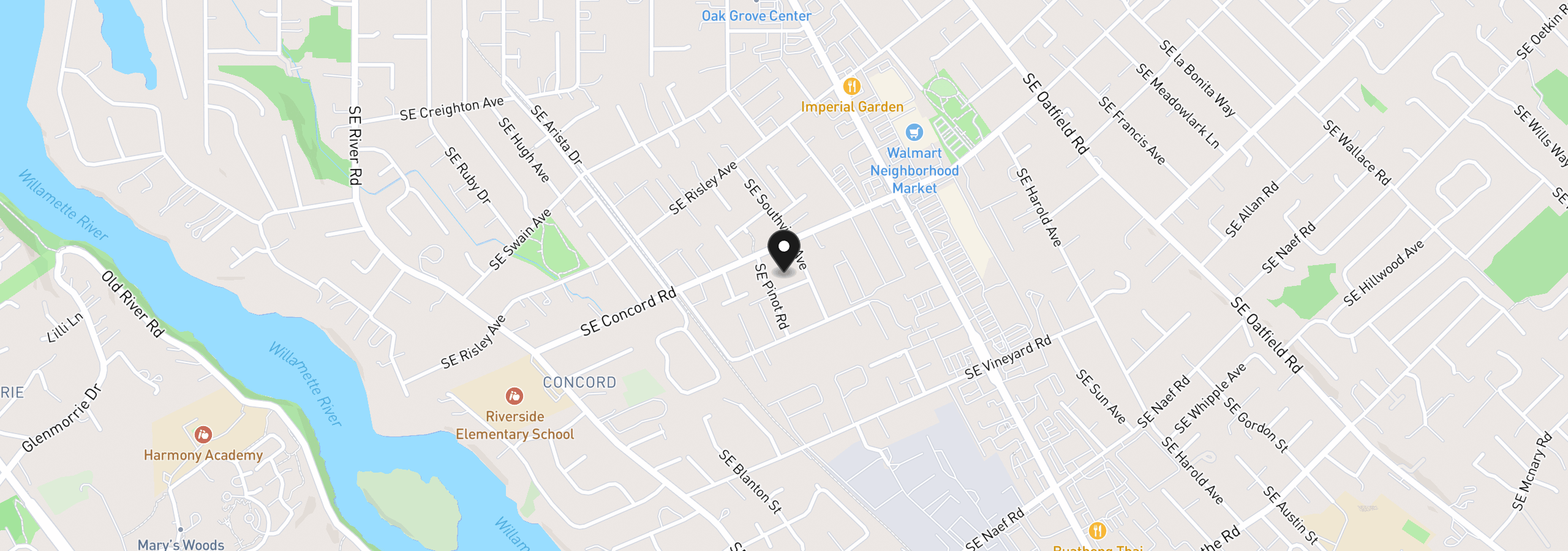 Map showing the location of 3113 SE Merlot Rd, Milwaukie, OR 97267
