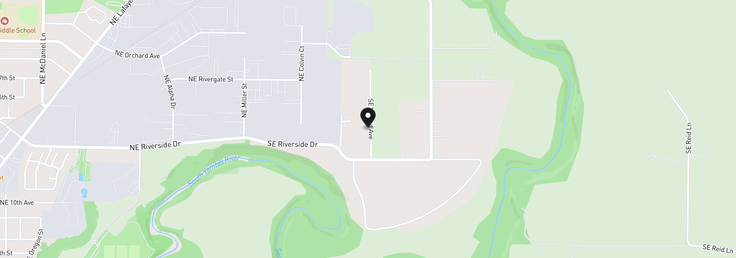 Map showing the location of 1325 NE Walnut Ave, McMinnville, OR 97128
