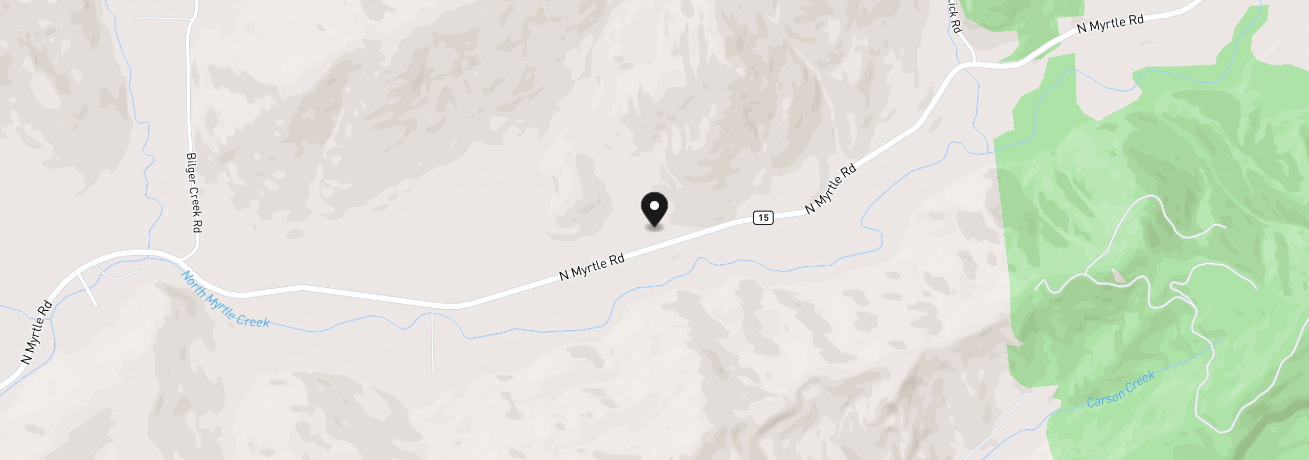 Map showing the location of 3802 North Myrtle Rd, Myrtle Creek, OR 97457