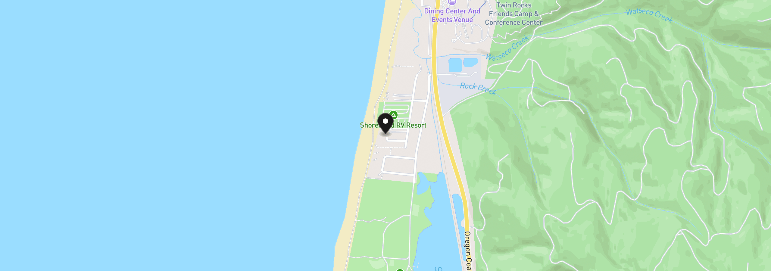 Map showing the location of 17490 Ocean Blvd, Rockaway Beach, OR 97136