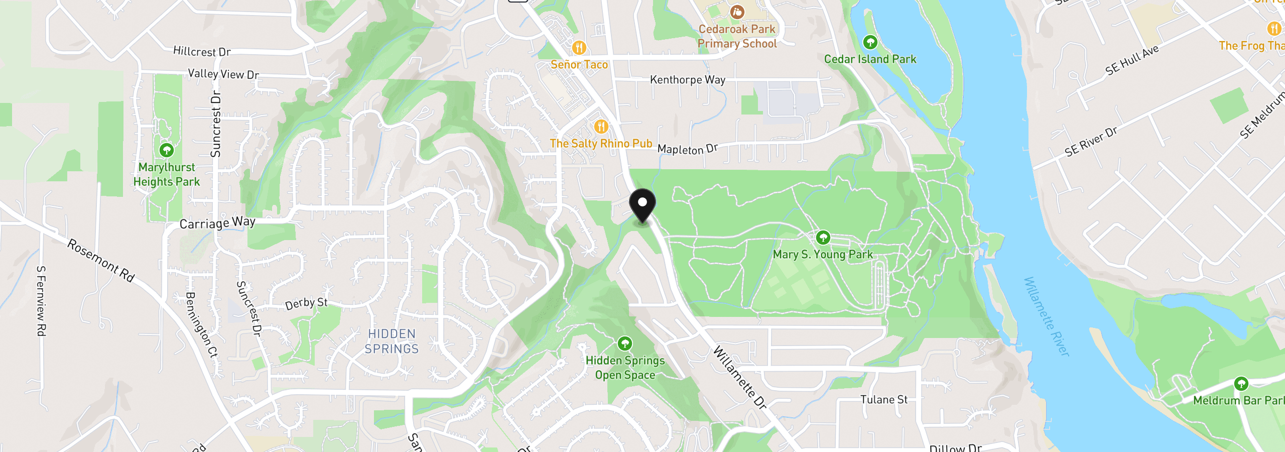 Map showing the location of 19885 Willamette Dr, West Linn, OR 97068