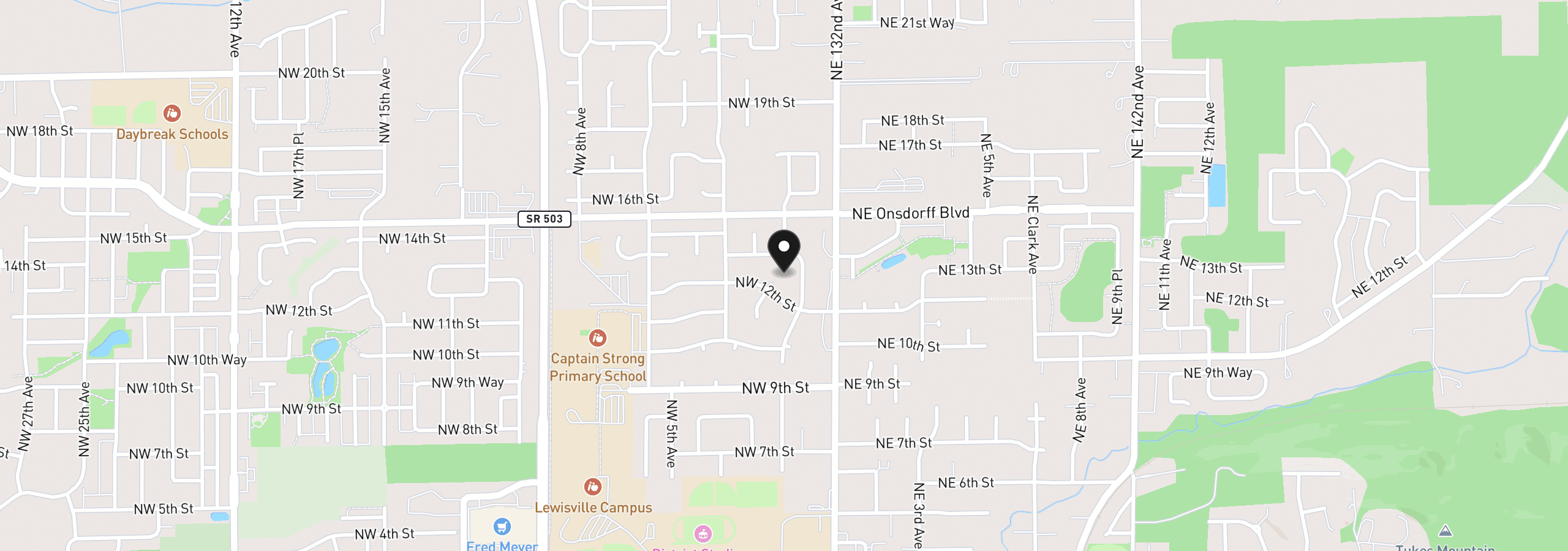 Map showing the location of 214 NW 12th St, Battle Ground, Wa 98604