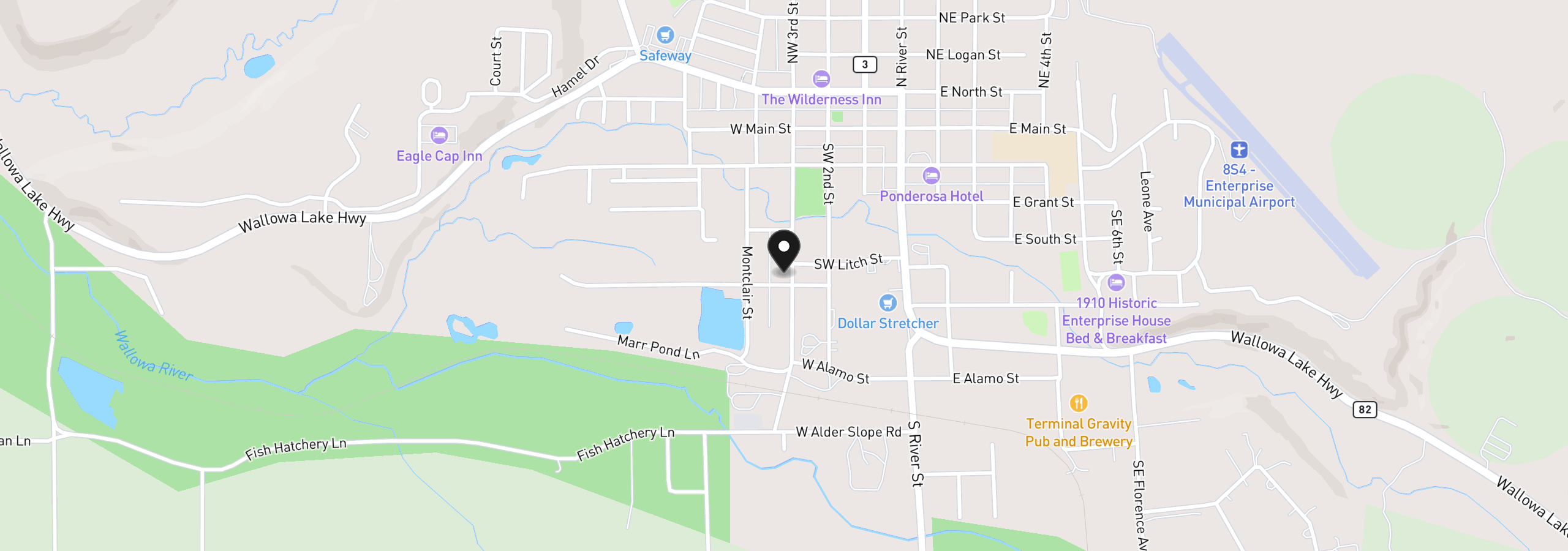 Map showing the location of 502 Depot St, Enterprise, OR 97828