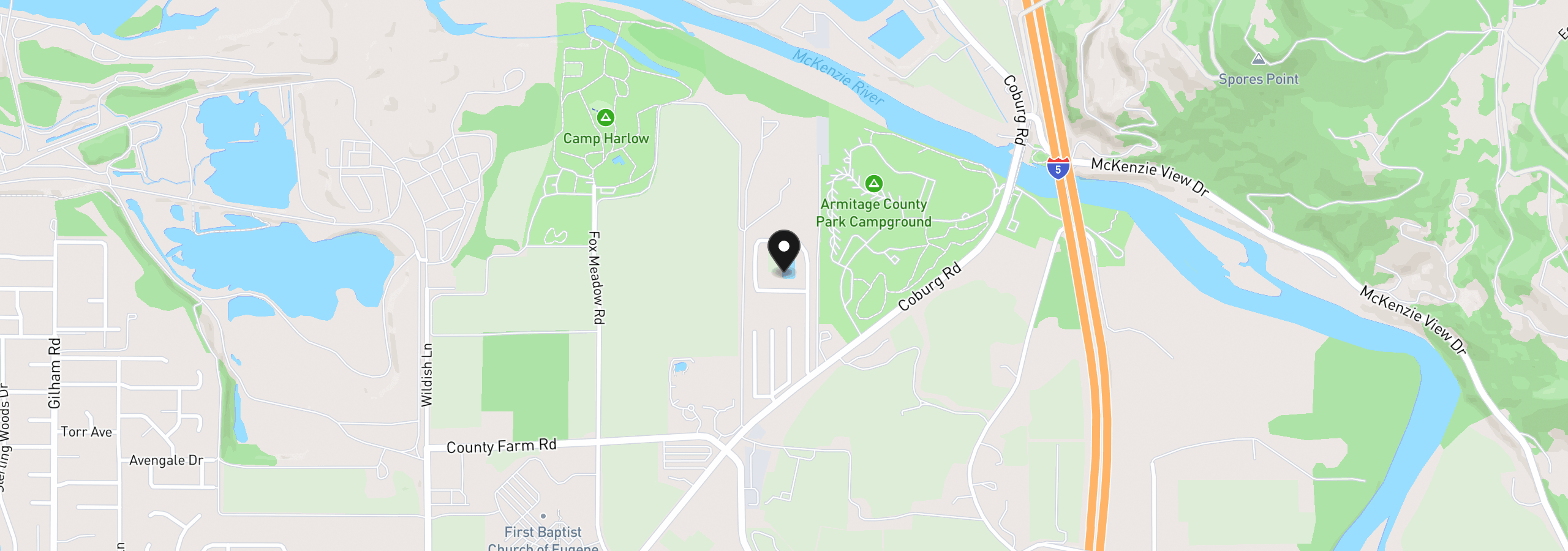 Map showing the location of 3950 Coburg Rd 3, Eugene, OR 97408