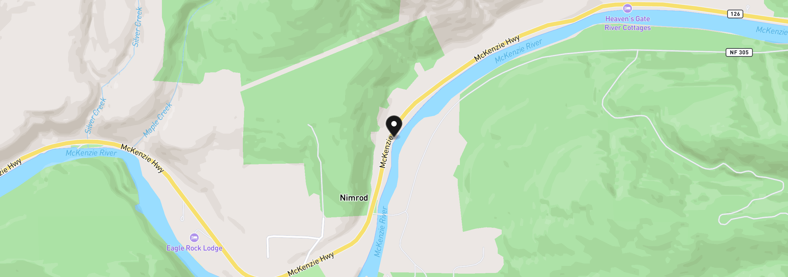 Map showing the location of 49570 McKenzie Hwy, Vida, OR 97488