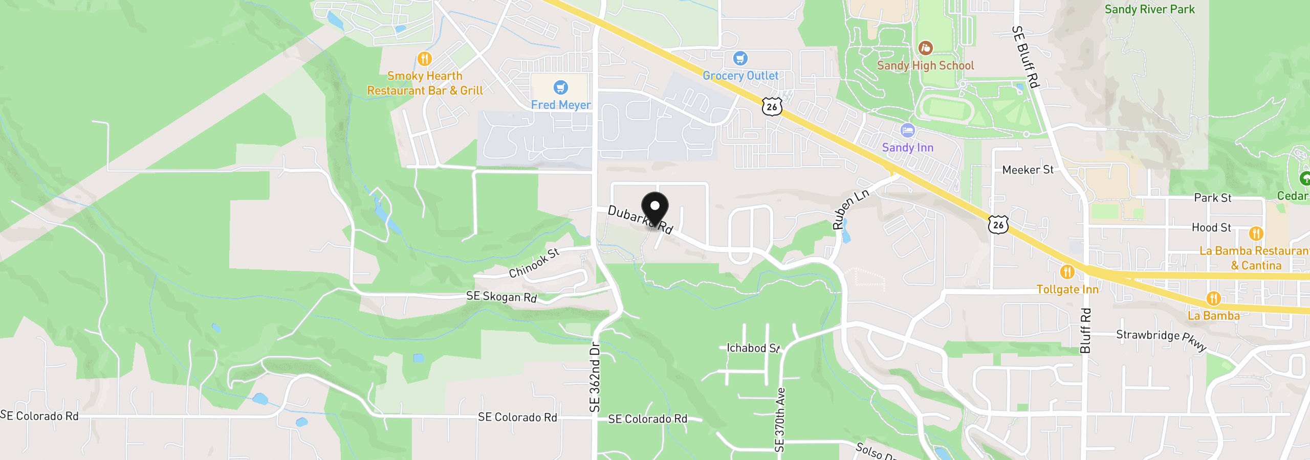 Map showing the location of 36430 Dubarko Rd, Sandy, OR 97055