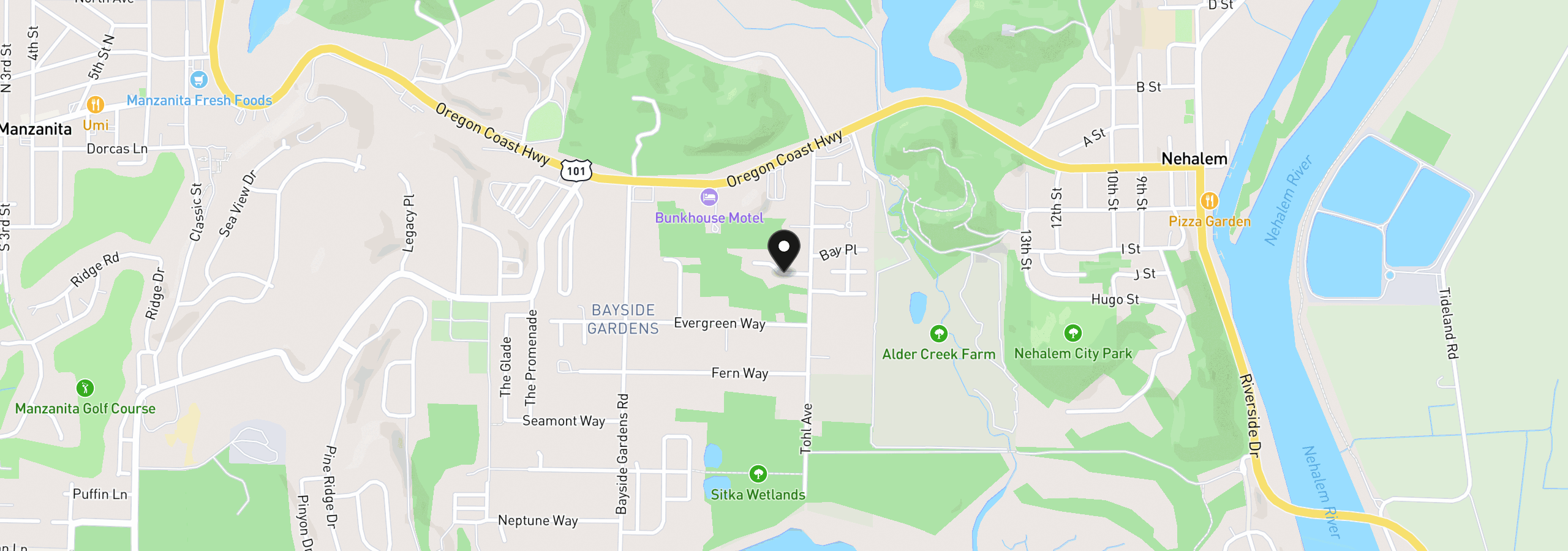 Map showing the location of 11655 Sawgrass Pl, Nehalem, OR 97131