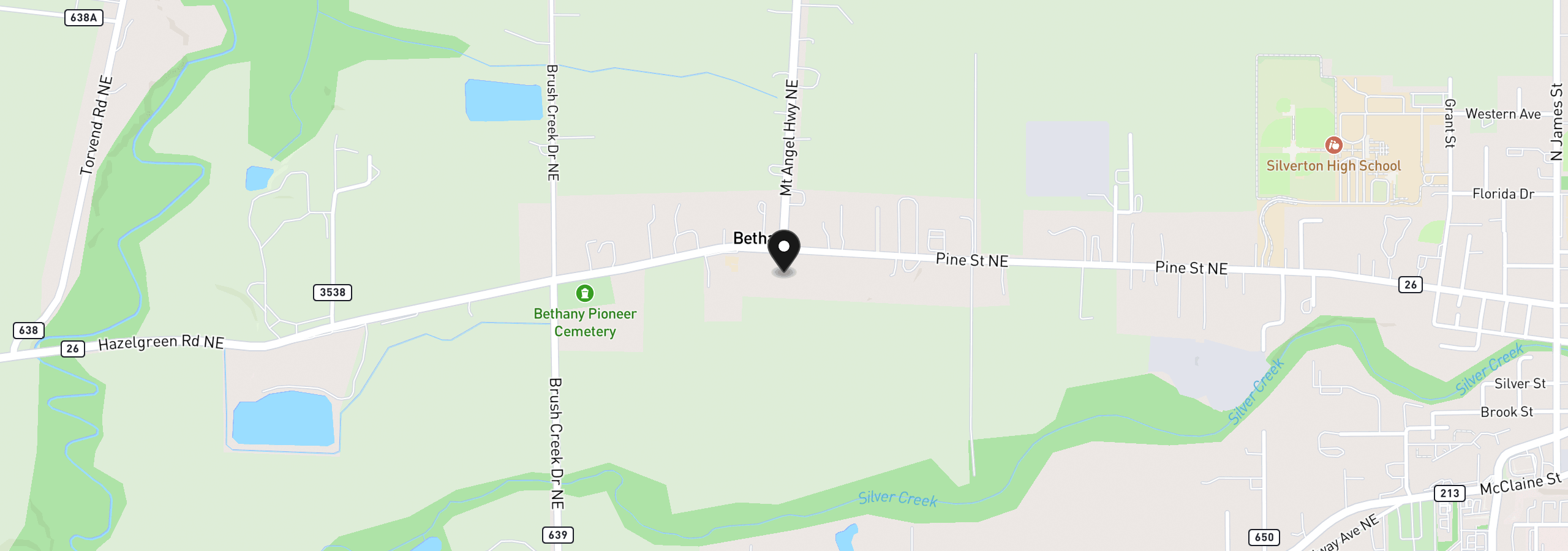 Map showing the location of 11874 Hazelgreen Rd NE, Silverton, OR 97381