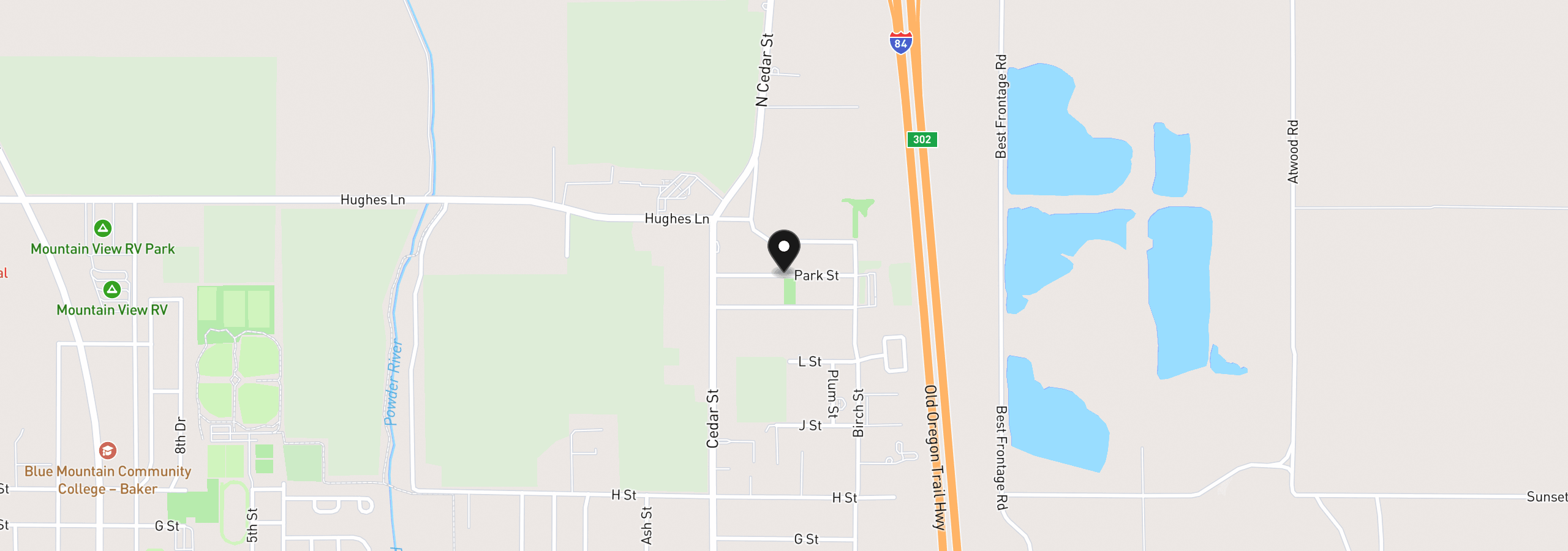 Map showing the location of 554 Park Springs Ave, Baker City, OR 97814