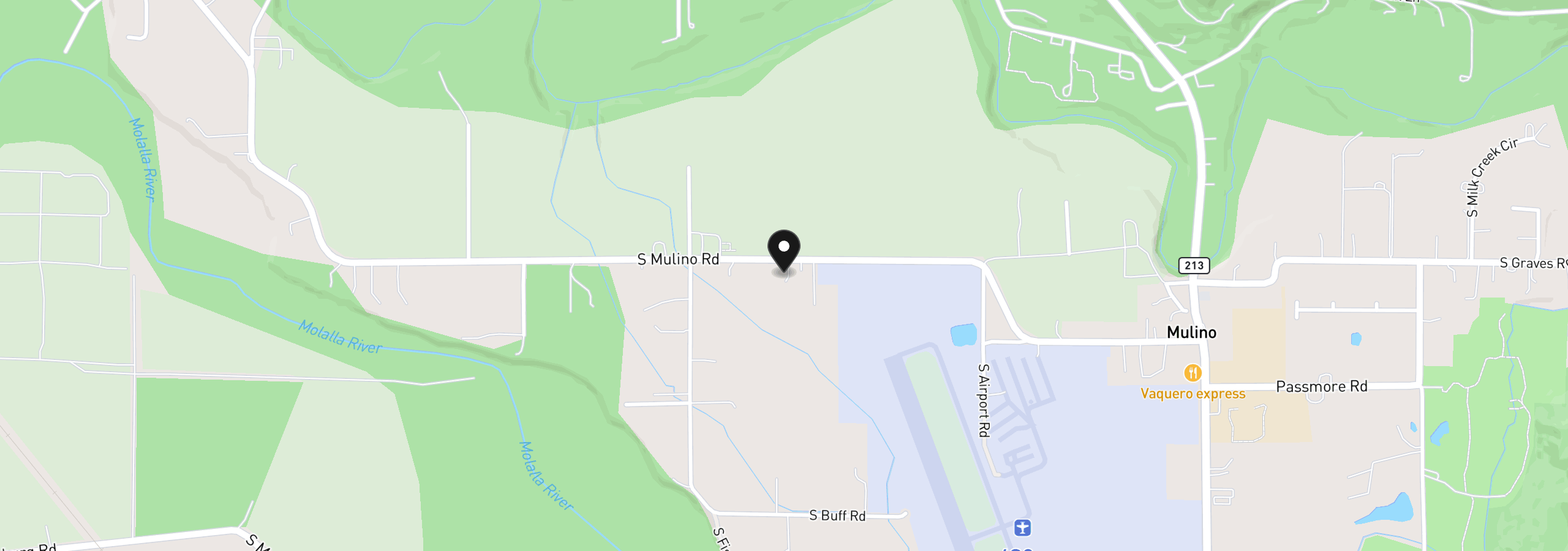 Map showing the location of 13182 S Mulino Rd, Mulino, OR 97042