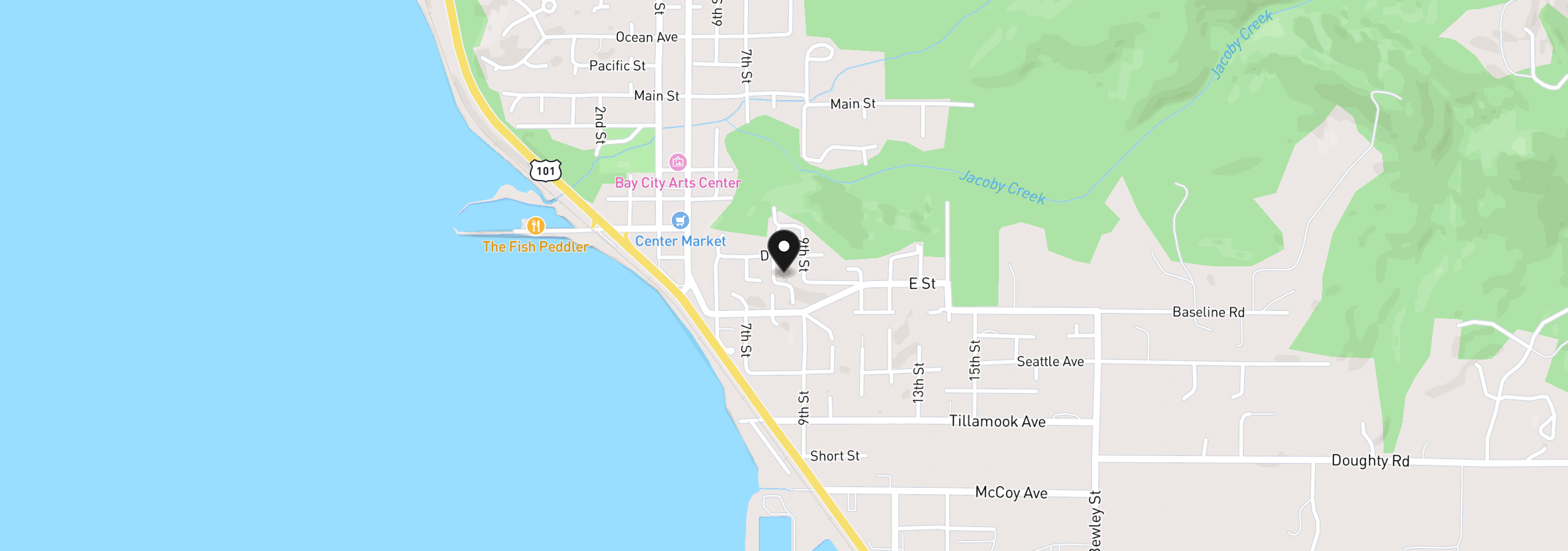 Map showing the location of 11400 8th St, Bay City, OR 97107